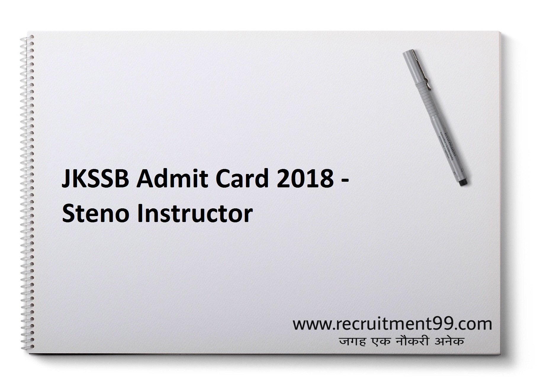 JKSSB Steno Instructor Recruitment Admit Card & Result 2018
