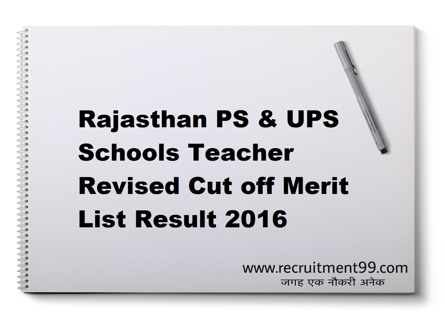 Rajasthan PS & UPS Schools Teacher Revised Cut off Merit List Result 2016